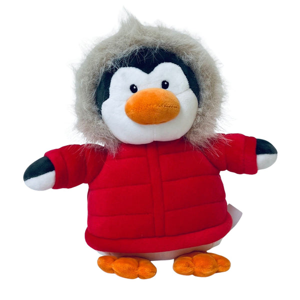 Holiday Puffy Coat Penguin - Red - 7"