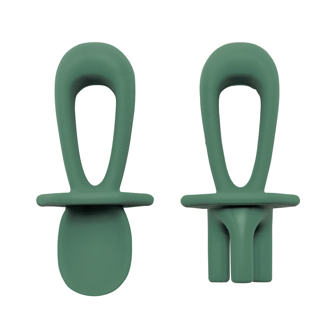 Tiny Twinkle - Silicone Training Utensils - Olive Green Silicone Training Utensils - Olive Green 810027532558