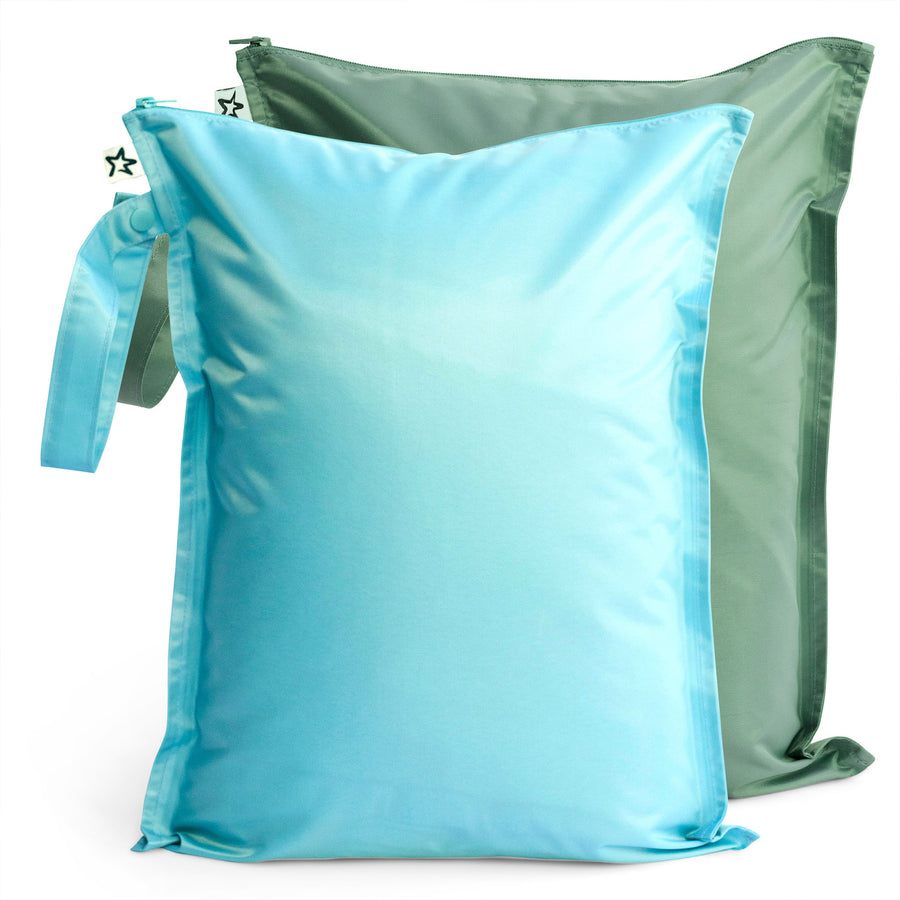Tiny Twinkle - Wet Bag 2 Pack - Slate/Olive Mess-proof Wet Bags 2 Pack - Slate, Olive 810027535337