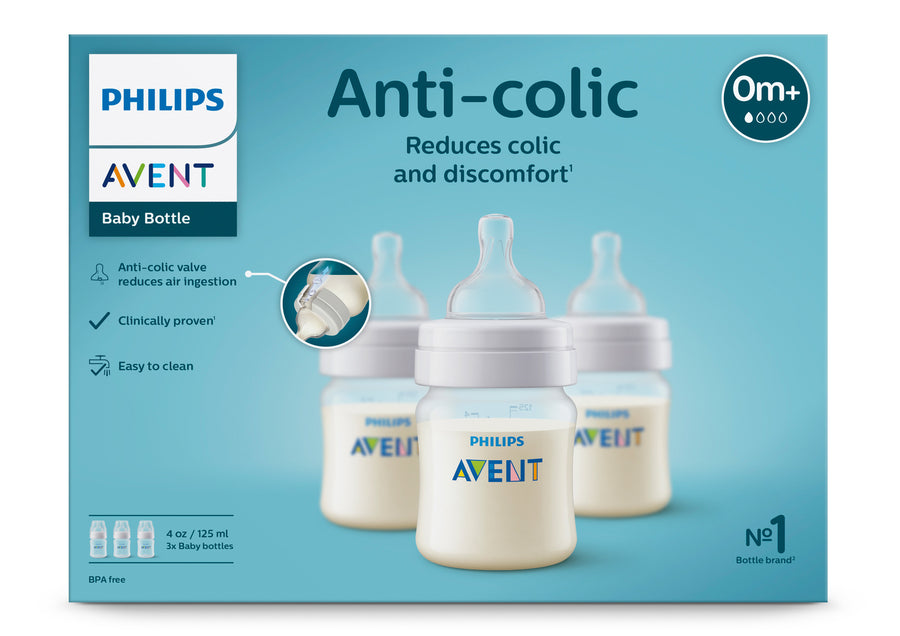 Philips Avent - Anti-colic Bottles 4oz 3pk R-PA-SCF560-37 Anti-colic Baby Bottle - 4oz - 3 pack 75020093578