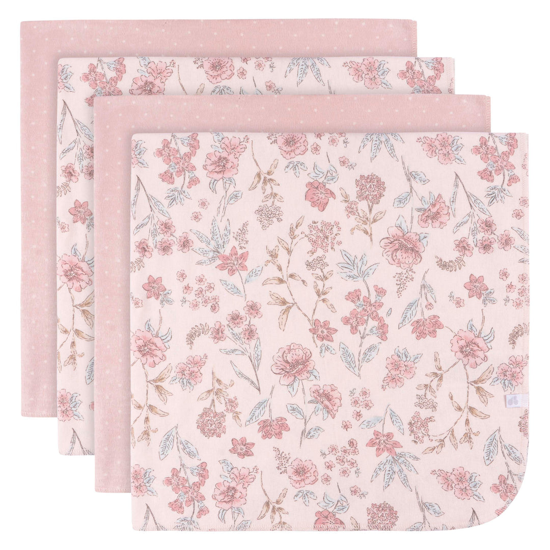 4-Pack Flannel Receiving Blankets - Pink