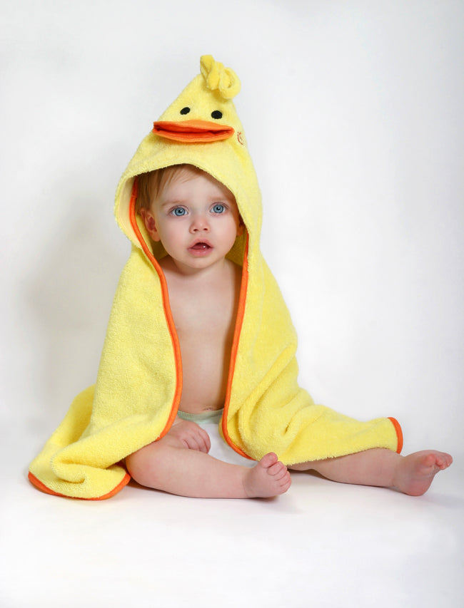 ZOOCCHINI - Baby Snow Terry Hooded Bath Towel Pud Duck 0-18M Baby Snow Terry Hooded Bath Towel - Puddles Duck 0-18M 854892005502