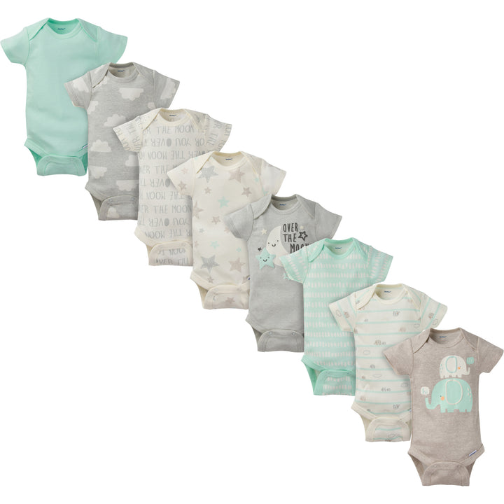 d -Onesies - 8 Pack Short Sleeve Bodysuit - Elephants - 0-3M Gerber® 8-Pack Baby Neutral Elephants Onesies® Bodysuit 047213238127