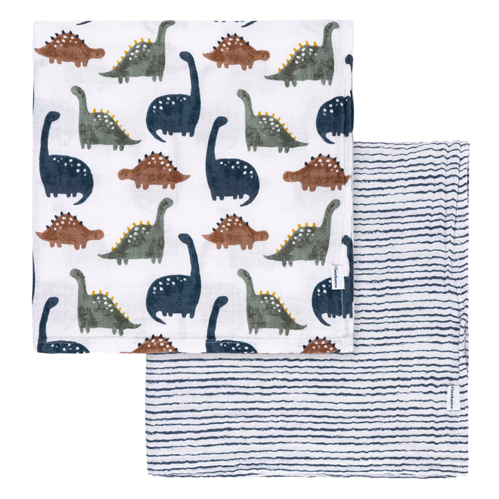 Gerber - OP2304 - 2pk Muslin Blanket - Dino Time 2 Pack Muslin Blanket - Dino Time 013618469152