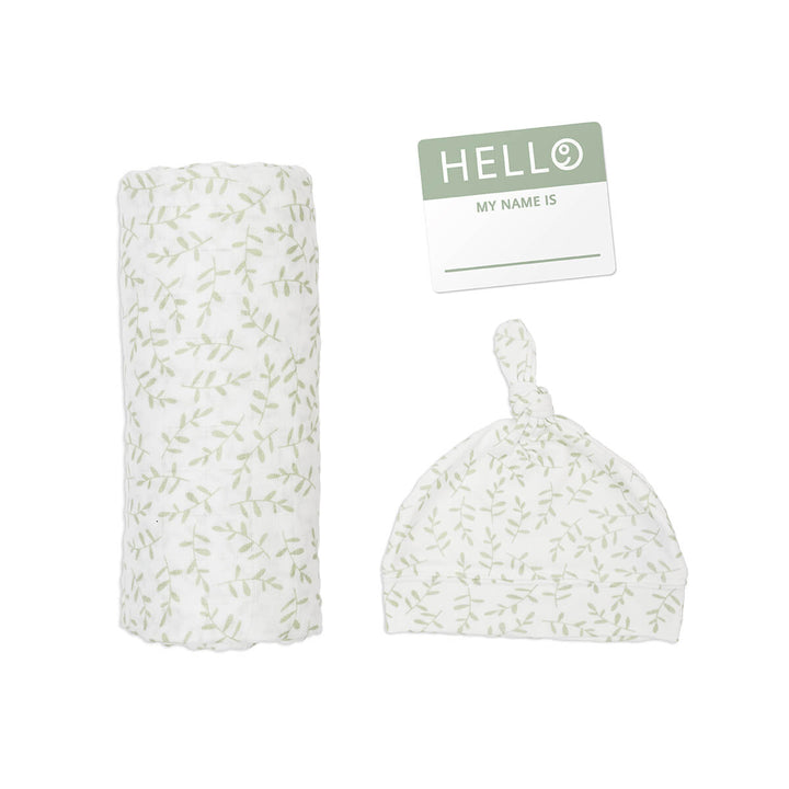 Lulujo - Hello World Blanket + Knotted Hat - Greenery Hello World - Greenery 628233456588