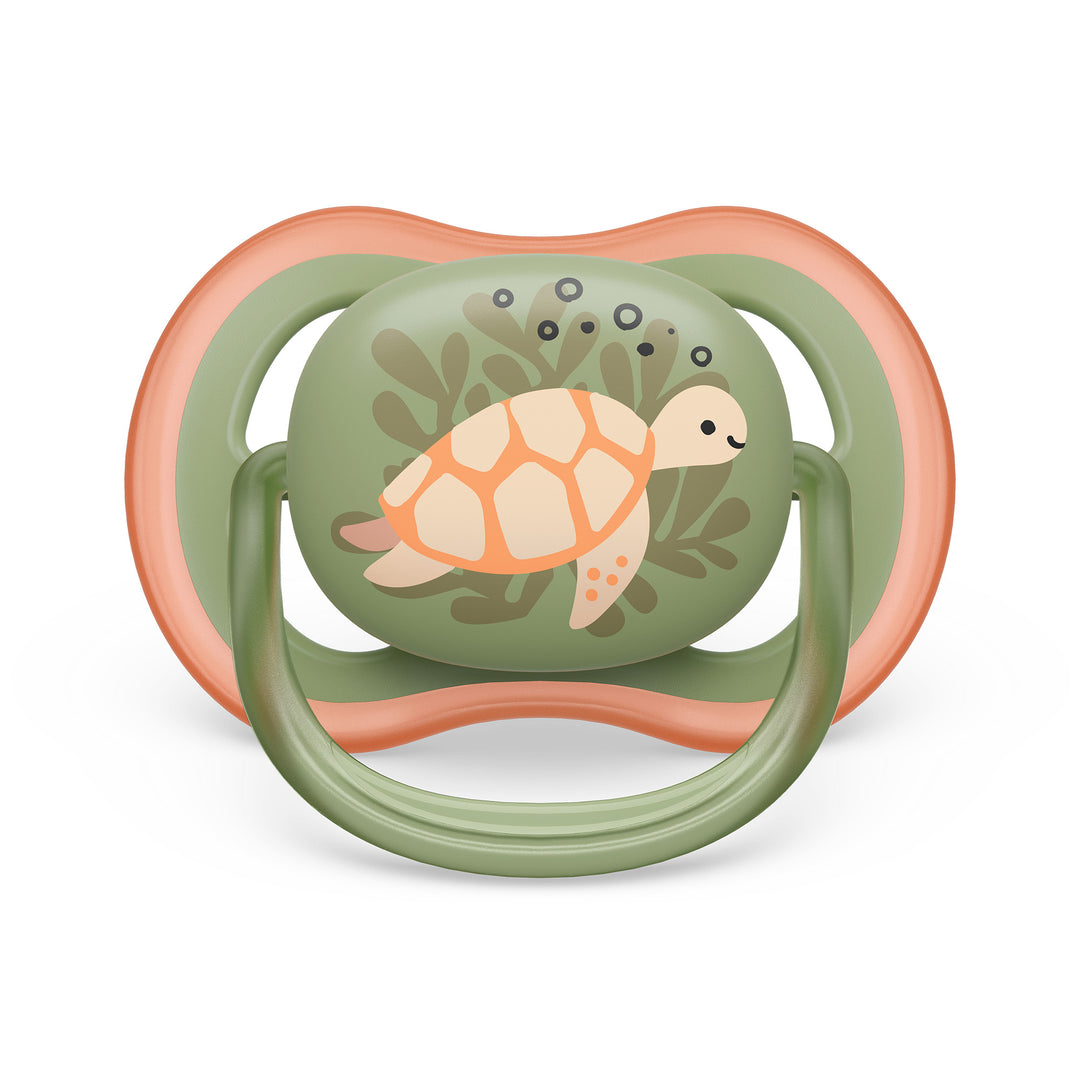 Ultra Air Pacifier - 6-18m - Orange Turtle + Green Whale - 2 pack