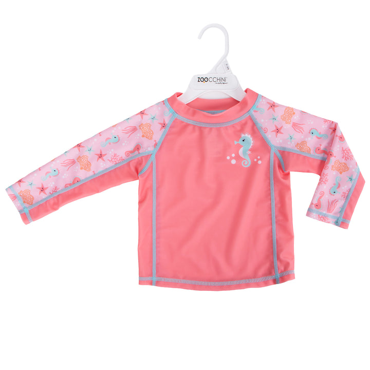 Long Sleeve Baby UPF50+ Rashguard Swim Top - Seahorse