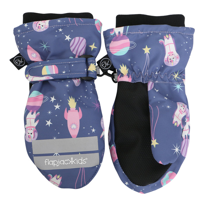 FlapJackKids -Water Rplnt SkiMittens Unicorn Indigo L (4-6Y) Water Repellent Ski Mittens Unicorn Indigo 873874007631