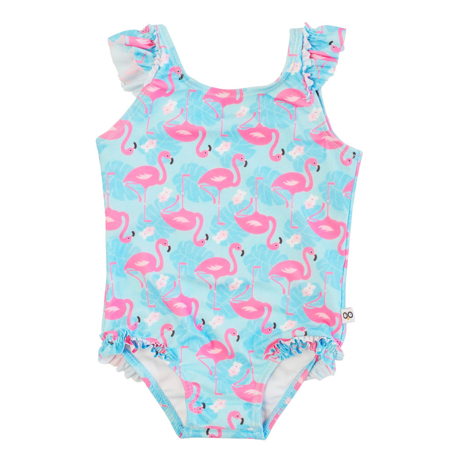 ZOOCCHINI - Baby Ruffled 1 Piece Swimsuit - Flamingo 12-24M Baby Ruffled 1 Piece Swimsuit - Flamingo 810608033818
