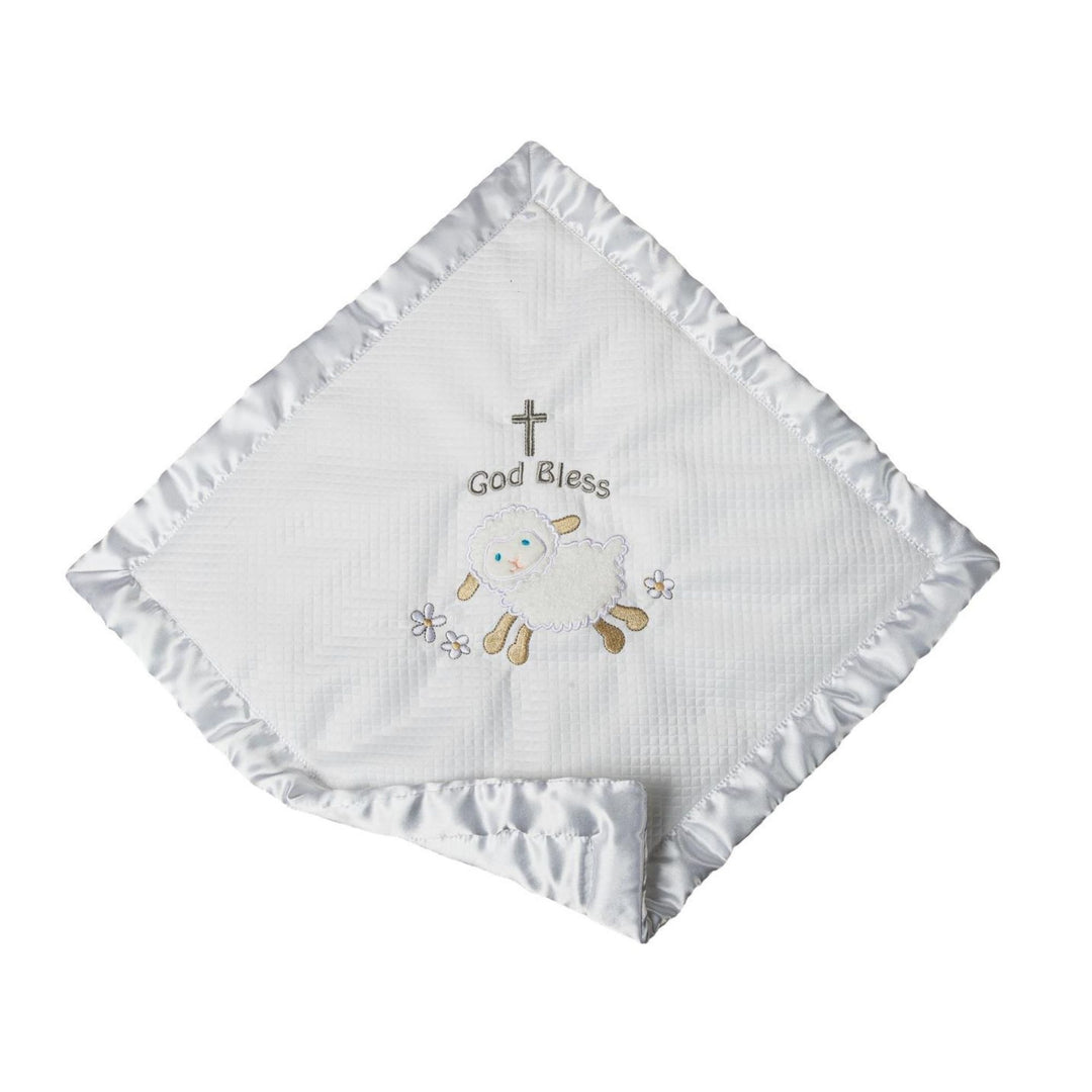 God Bless Lamb Blanket 15 x 15