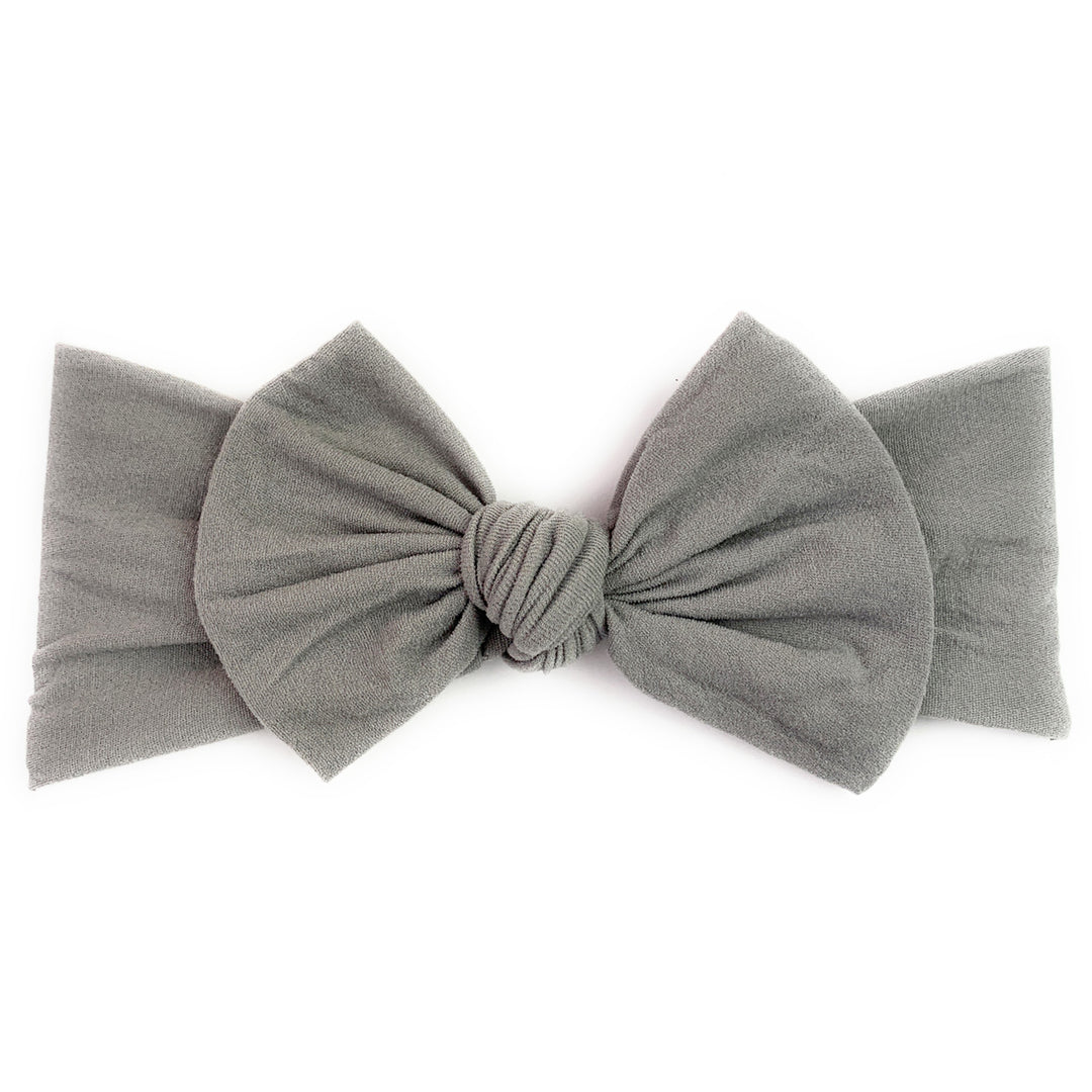 Headband - Nylon Bow - Grey - 0M+