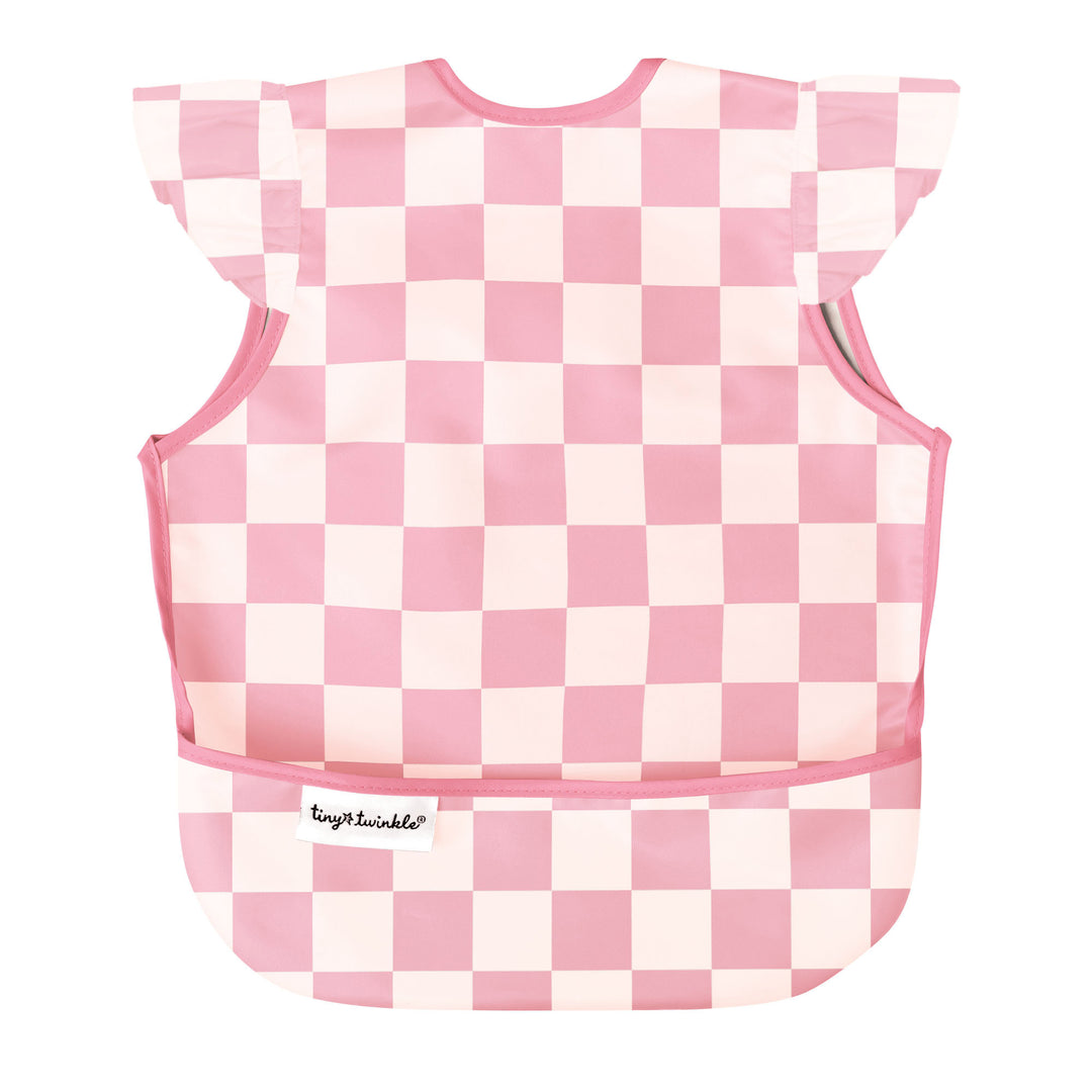 Tiny Twinkle - Apron Bib - Pink Checkers - 6-24M Mess-proof Apron Bib - Pink Checkers 810027536297