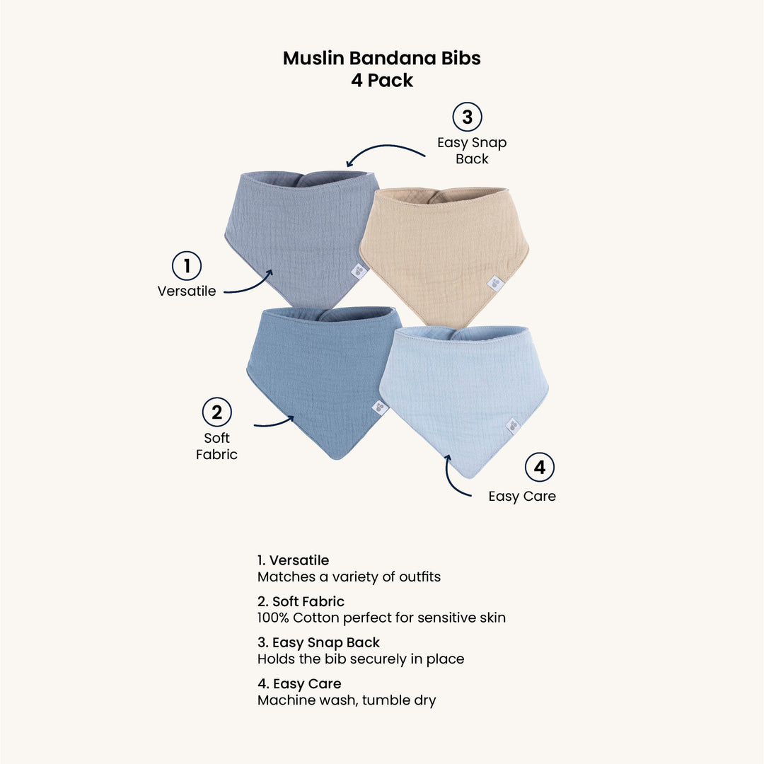 4-Pack Muslin Bandana Bibs