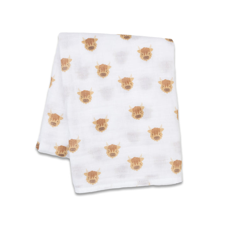 Lulujo - Swaddle Blanket Muslin Cotton - Highland Cows Swaddle Blanket Muslin Cotton LG- Highland Cows 628233454904