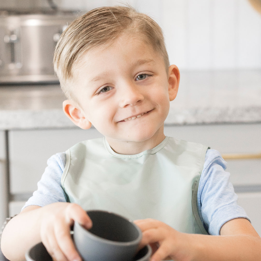 Mess-proof Apron Bib 2 Pack - Recycled Sage & Charcoal - Large