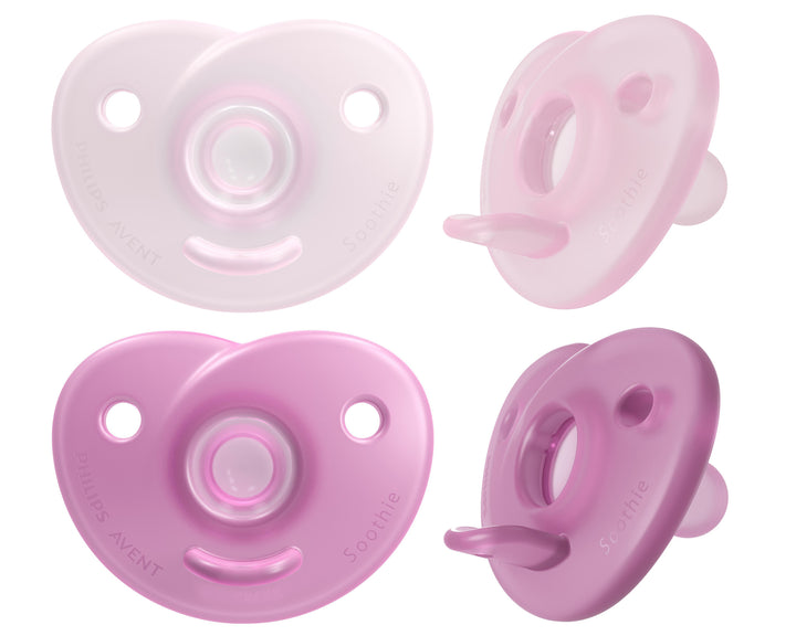 Soothie Heart Pacifier - 3-18M - Pink or Blue - 2 pack