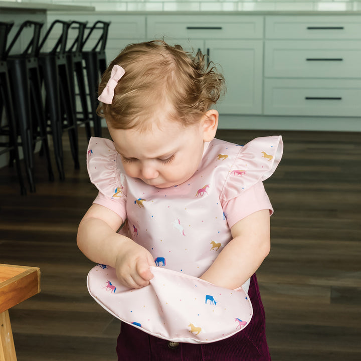 Mess-proof Apron Bib Ruffle - Unicorn Confetti