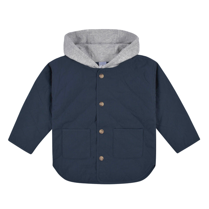 d - Gerber - Opp-22F - 1pc Quilt Jacket - Navy - 18M Baby & Toddler Boys Navy Quilted Hooded Jacket 013618332661
