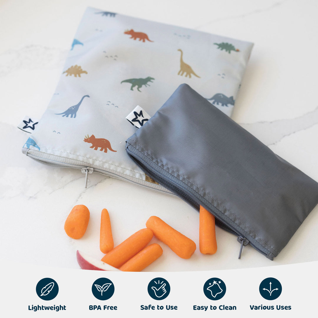 Reusable Snack Bags 5 Pack - Dinosaur