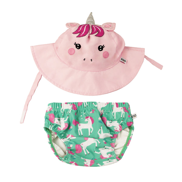 UPF50+ Baby Swim Diaper & Sun Hat Set