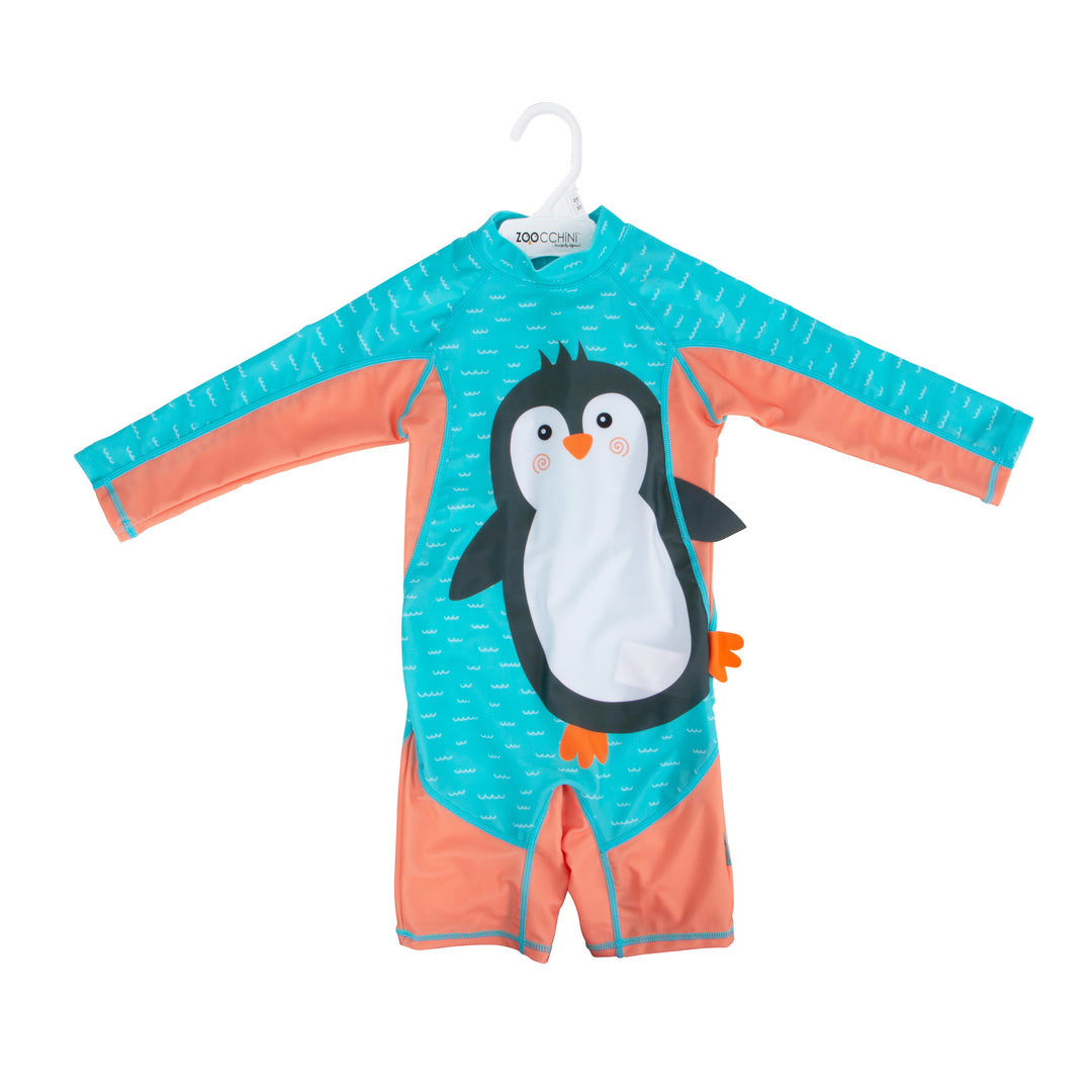 ZOOCCHINI Bby/Tddlr Rashguard 1 Pc Swimsuit Penguin 12-24M Baby + Toddler UPF50+ Rashguard One Piece Swimsuit - Penguin 810608033931