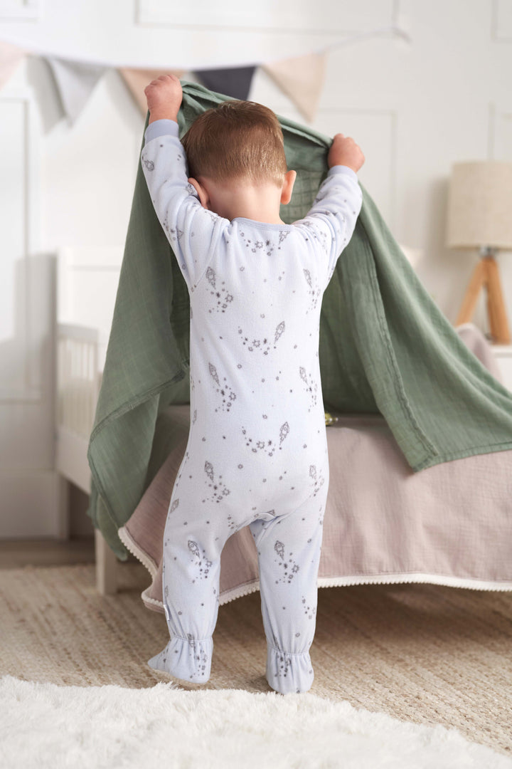 2 Pack Footed Blanket Fleece Sleepers - Space