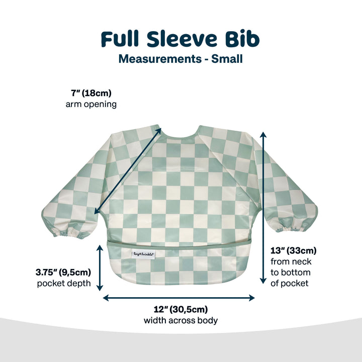 Mess-proof Full Sleeved Bib - Sage Checkers