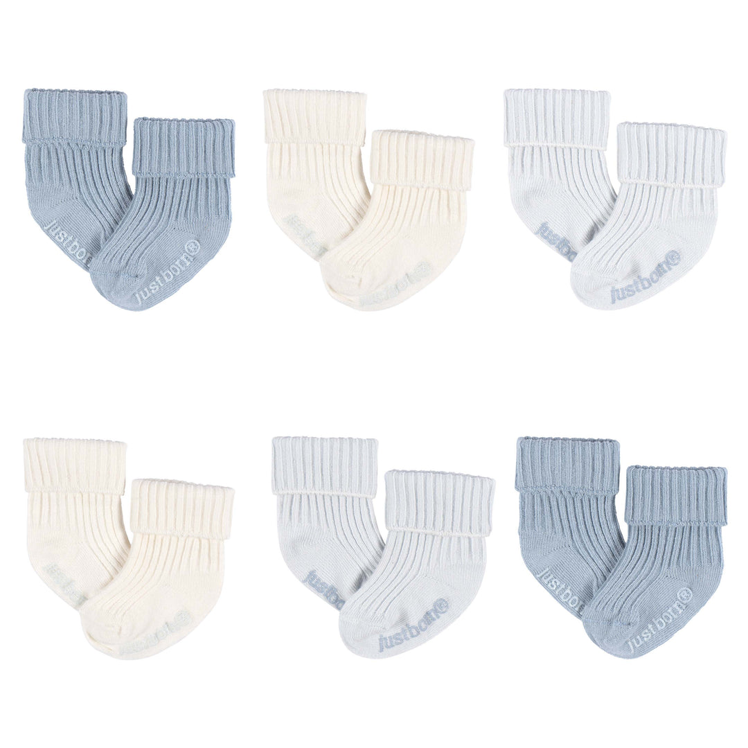 L - Just Born - OP2401 - 6pk Socks - Blue - 0-6M Just Born by Gerber Baby Boy 6-Pack Socks - BLUE 032633138904