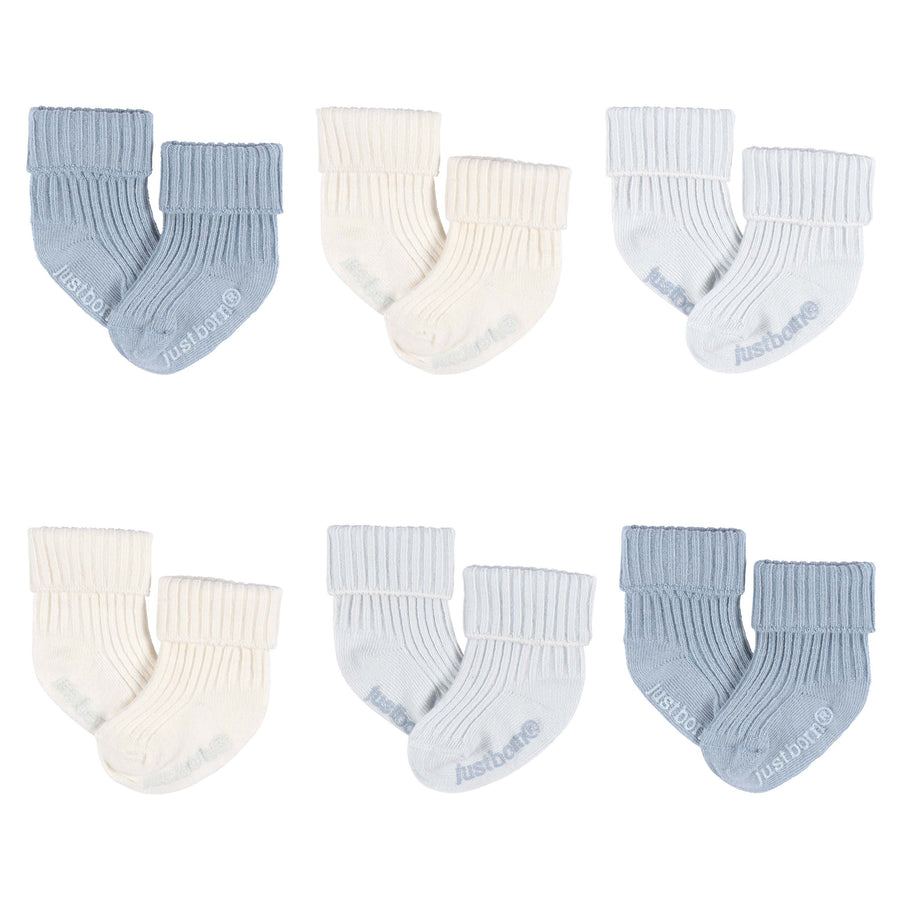 Just Born - OP2401 - 6pk Socks - Blue - 0-6M Just Born by Gerber Baby Boy 6-Pack Socks - BLUE 032633138904