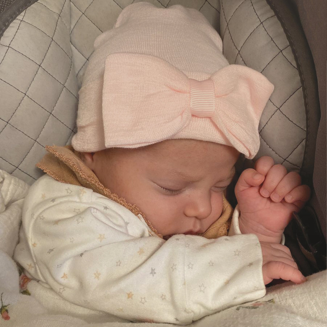 Newborn Hat - Bow - Pink