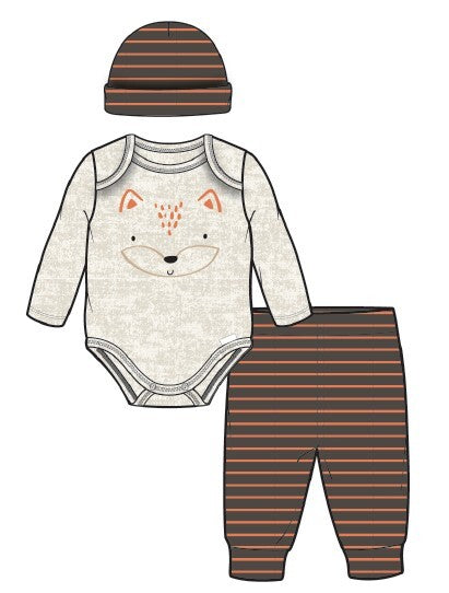 d - Gerber -GE2301-3pc Bodysuit-CapPant Adventure 3-6M 3-Piece Bodysuit, Cap + Pant - Adventure 013618424595