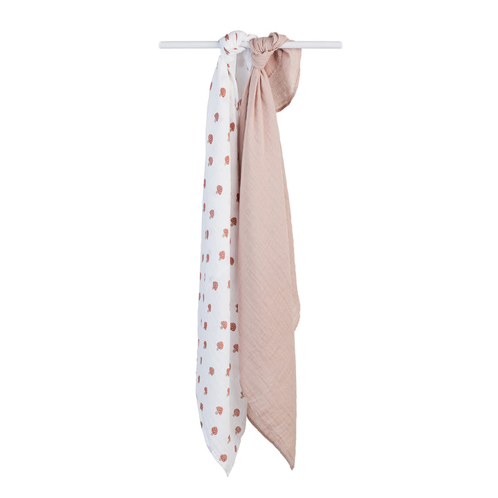 Cotton Muslin Swaddle Blankets - 2 pack - Mushroom + Sand