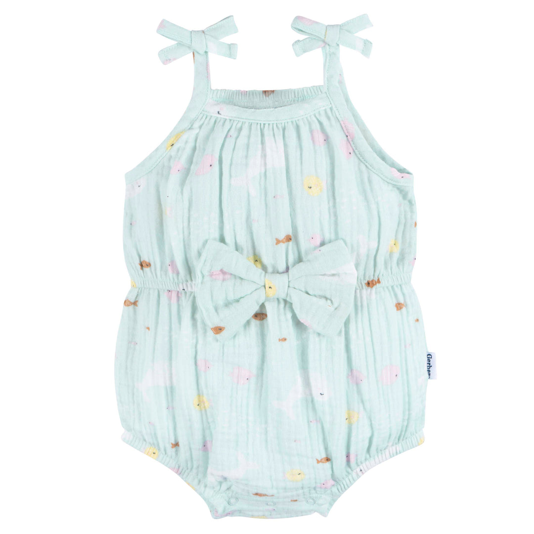 d - Gerber - 24S - Romper with Bow Girl Ocean - 24M Romper with Bow Girl - Ocean 013618431845