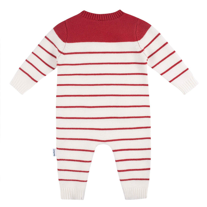 1 Pack Sweater Knit Romper - Boy - Red + White