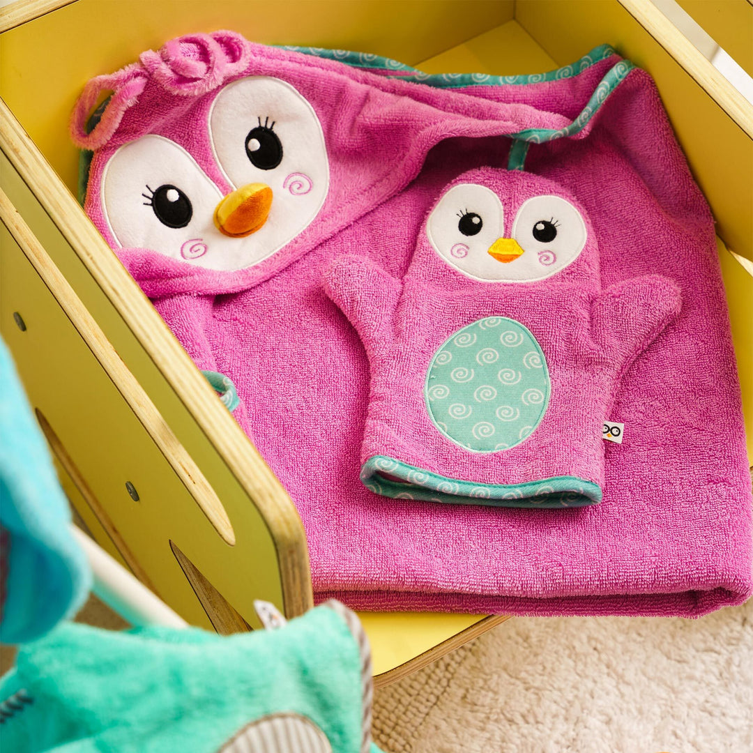 Baby Snow Terry Bath Mitt - Penny Penguin 0-18M