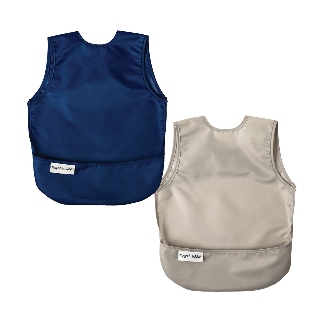 Tiny Twinkle - Apron Bib 2pk - Grey, Indigo 6-24M Mess-proof Apron Bib 2 Pack - Grey, Indigo 810027531322