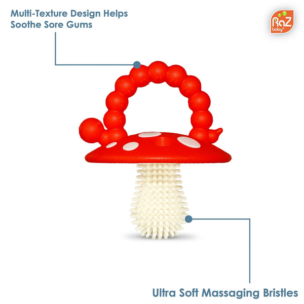 Anneau de dentition en silicone Chompy Mushroom (lot de 2) - Rouge et vert