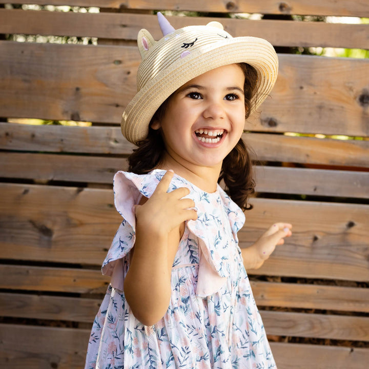 Kids UPF50+ Straw Hat - Unicorn