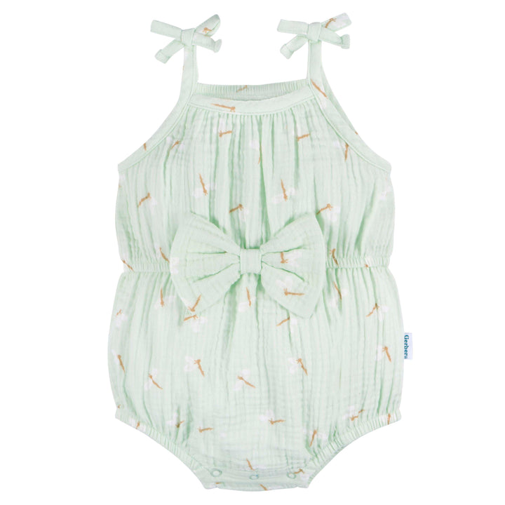 d - Gerber - 24S - Romper Bow Dragonflies Pack NB-6-9M(x6) Infant Romper with Bow Girl - Dragonflies Prepack (1xNB)(2x0-3M)(2x3-6M)(1x6-9M) 