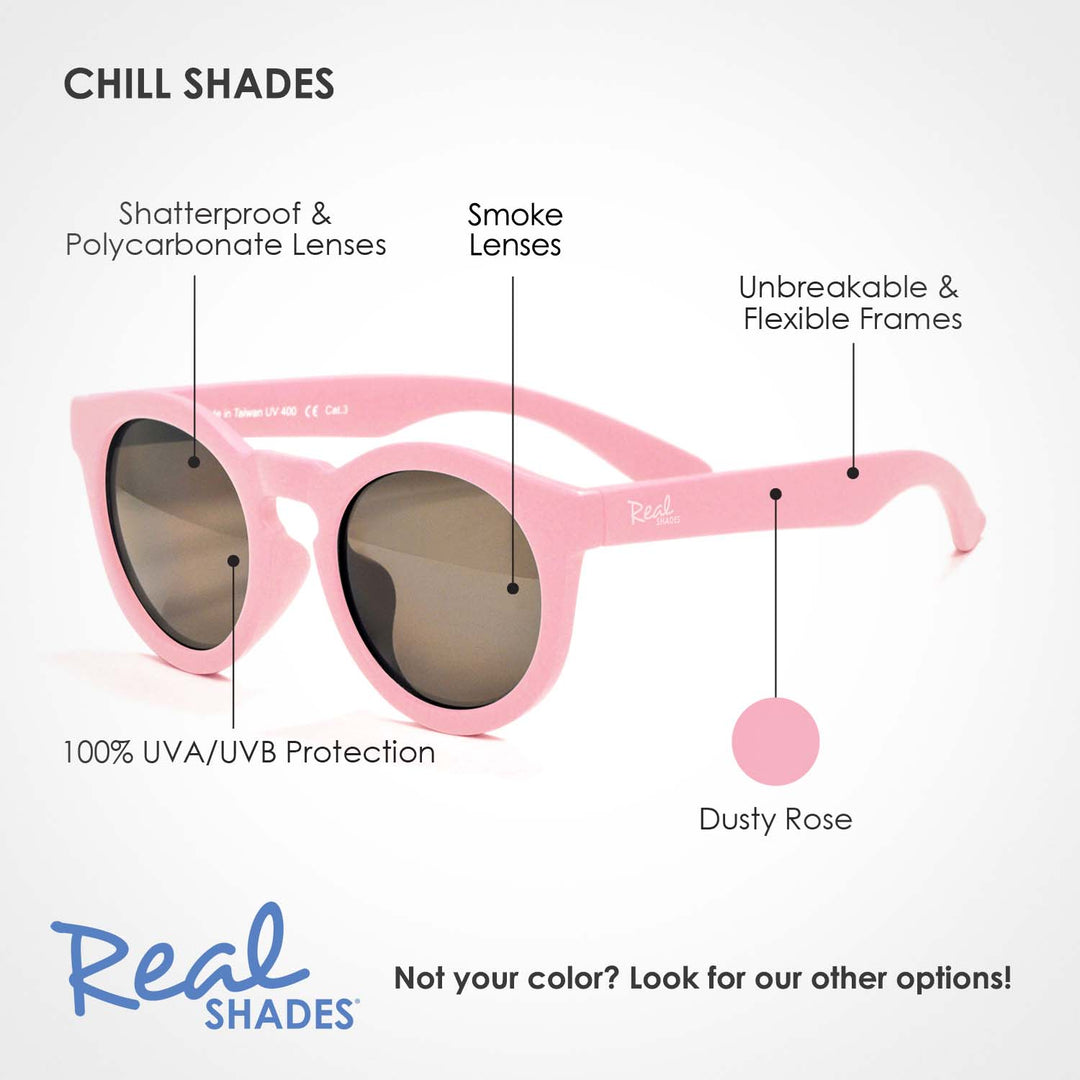 Chill Unbreakable UV  Fashion Sunglasses, Dusty Rose