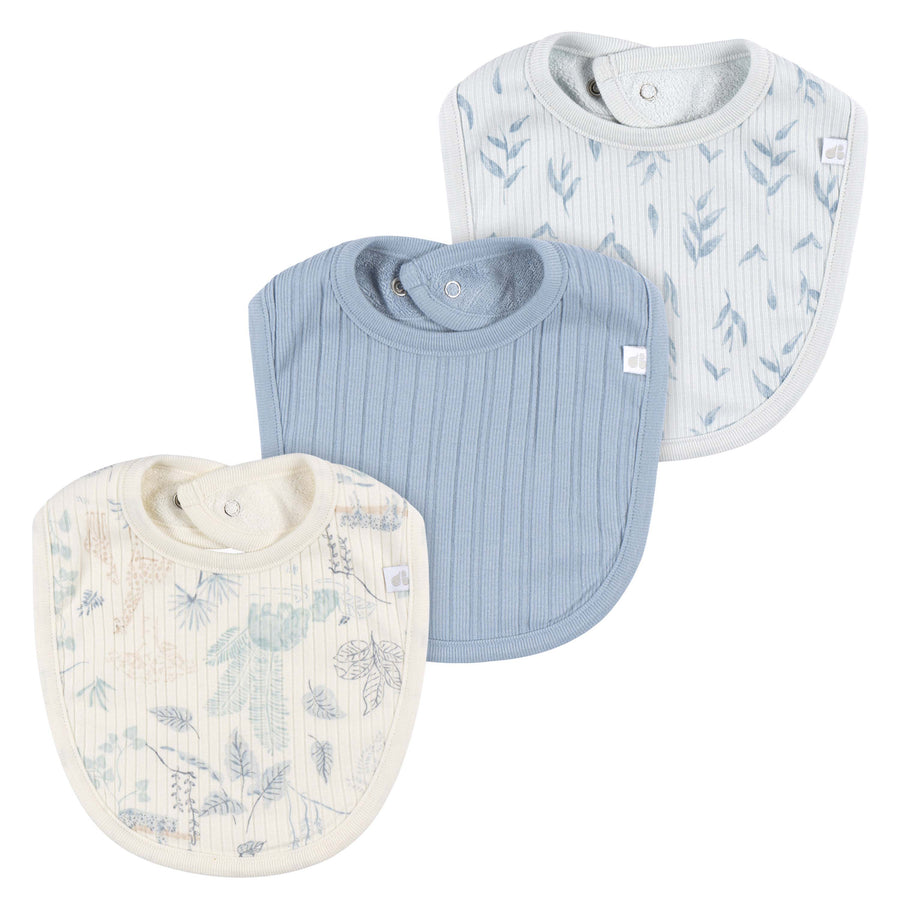 Just Born - OP2401 - 3pk Bibs - Blue - OS Just Born by Gerber Baby Boy 3-Pack Bibs - BLUE 032633138843