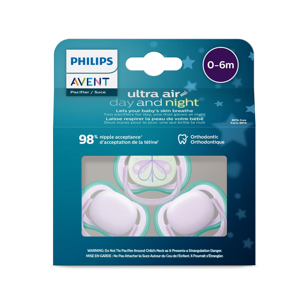 Ultra Air Pacifier Night - 3 Pack - 0-6M Lil/Butterfly