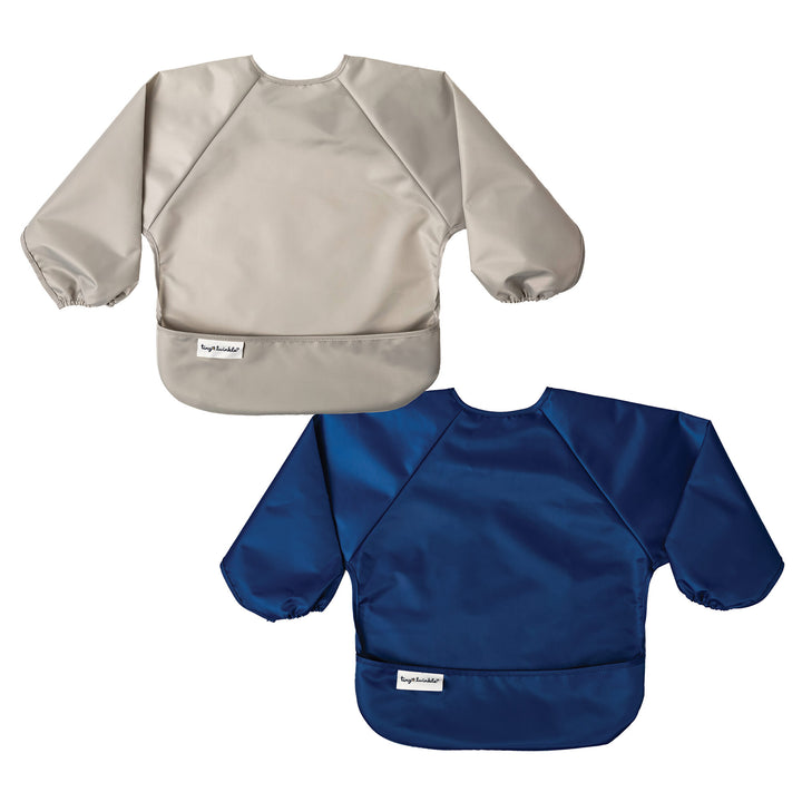 Tiny Twinkle - Full Sleeve Bib 2pk - Grey, Indigo 6-24M Mess-proof Full Sleeve Bib 2 Pack - Grey, Indigo 810027533029