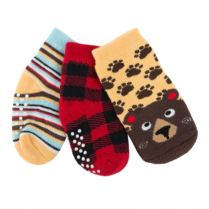 ZOOCCHINI - 3pair Comfort Terry Socks Bosley the Bear 0-24M Comfort Terry Socks Set - 3 Pair -  Bosley the Bear 0-24M 810608030367