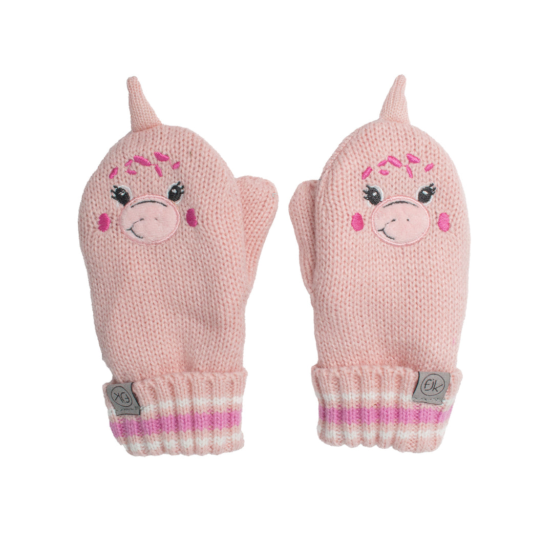 FlapJackKids - Baby Knitted Mittens - Dino Pink - Small 0-2Y Baby Knitted Mittens - Dino Pink 990006502366