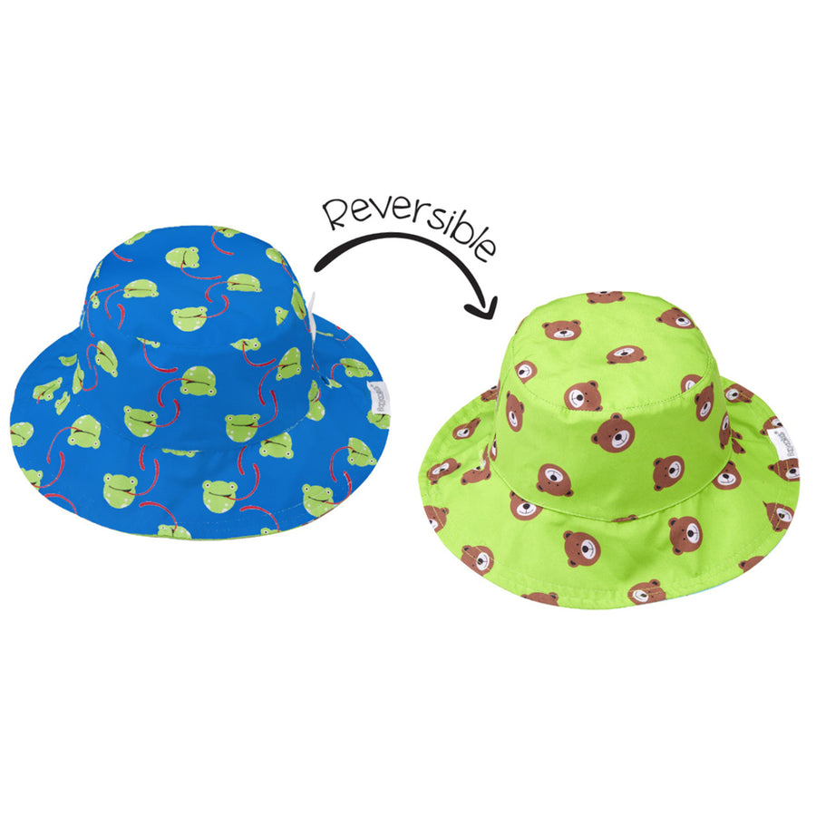 d - FlapJackKids - Baby Patterned Sun Hat - FrogBear - 0-6M Baby UPF50+ Patterned Sun Hat - Frog/Bear 873874003473