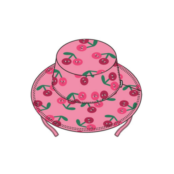 Printed Bucket Sun Hat - Cherry