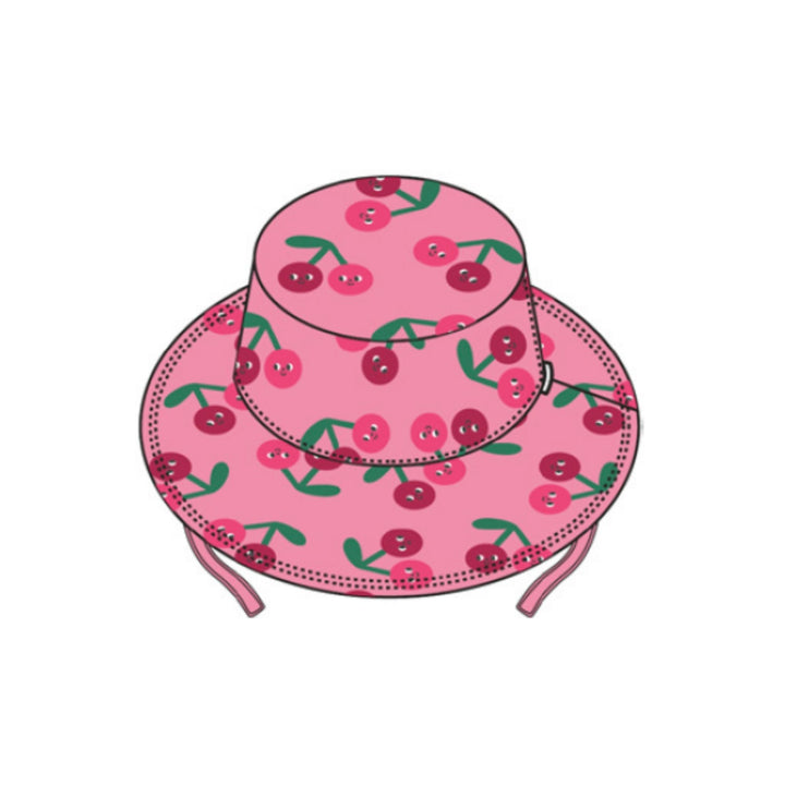 Printed Bucket Sun Hat - Cherry