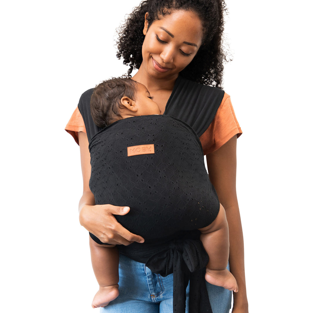 Easy-Wrap Baby Carrier in Black Eyelet