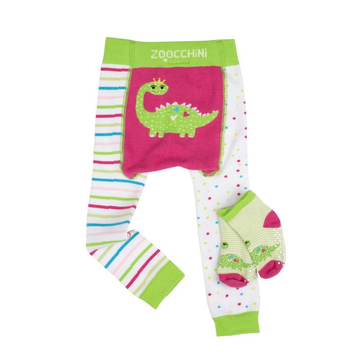 d - ZOOCCHINI - Crawler Legging+Sock Set Dai Dinosaur-6M-12M Grip+Easy Comfort Crawler Legging & Socks Set - Dai the Dinosaur 810608032507